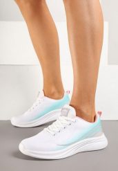 Biało-Miętowe Buty Sportowe Sneakersy Zdobione Efektem Ombre Banelissa. Białe obuwie sportowe damskie Renee, z aplikacjami, bez zapięcia, na fitness i siłownię. Za 99.99 zł.