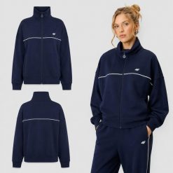 BLUZA DAMSKA DRESOWA 4F SPORTOWA TRENINGOWA NA CO DZIEŃ KOLOR NIEBIESKI. Niebieskie bluzy damskie 4F, l, bez wzorów, z bawełny, sportowe, bez ramiączek, bez kaptura. Za 122.62 zł.