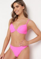 Fuksjowe Bikini Biustonosz z Usztywnianymi Miseczkami i Majtki Typu Figi Regulowanymi Ramiączkami Ellati. Czerwone bikini Born2be, bez wzorów. Za 59.99 zł.