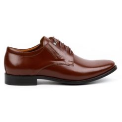 Olivier Buty meskie skórzane wizytowe lakierki 480 brązowe. Brązowe buty wizytowe męskie bez wzorów, z materiału, bez obcasa, bez zapięcia. Za 453.66 zł.