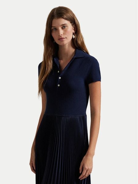 Polo Ralph Lauren Sukienka codzienna 211959913001 Granatowy Regular Fit. Niebieskie sukienki damskie Polo Ralph Lauren, na co dzień, xs, bez wzorów, z syntetyku, bez kołnierzyka, bez ramiączek, proste. Za 949.99 zł.