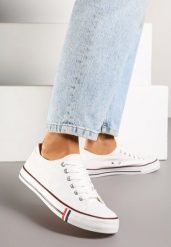 Biało-Czerwone Basicowe Trampki pod Kostkę Lilamea. Białe trampki i tenisówki damskie Renee, bez wzorów, bez zapięcia. Za 49.99 zł.