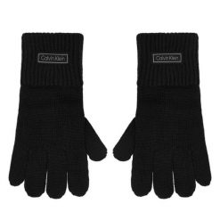 Rękawiczki Calvin Klein. Czarne rękawiczki męskie Calvin Klein, bez wzorów, z dzianiny. Za 179.99 zł.