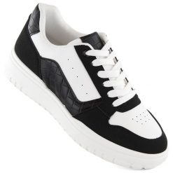 Buty sportowe sneakersy damskie biało czarne panda McBraun 23263. Białe obuwie sportowe damskie McBraun, bez wzorów, ze skóry ekologicznej, bez zapięcia. Za 64.00 zł.
