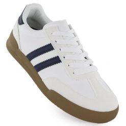 Półbuty sportowe damskie sneakersy białe 0724-6. Białe obuwie sportowe damskie Sabatina, bez wzorów, ze skóry ekologicznej, bez zapięcia. Za 89.99 zł.