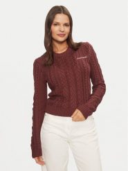 Guess Jeans Sweter W4BR13 Z3HN2 Bordowy Regular Fit. Czerwone swetry nierozpinane damskie Guess Jeans, l, z aplikacjami, z jeansu, bez kołnierzyka, bez ramiączek. Za 479.99 zł.