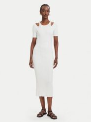 Fracomina Sukienka dzianinowa FJ26SD5001K56501 Kremowy Slim Fit. Białe sukienki damskie Fracomina, m, bez wzorów, z dzianiny, bez kołnierzyka, bez ramiączek. Za 499.99 zł.