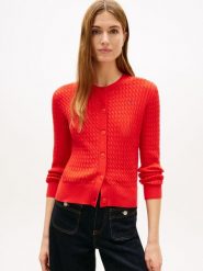 Tommy Hilfiger Kardigan Kobiety Bawełna czerwony, M. Czerwone kardigany damskie Tommy Hilfiger, m, bez wzorów, z bawełny, klasyczne, bez kołnierzyka. Za 429.95 zł.