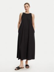 Max Mara Beachwear Sukienka letnia Romea 2516221019 Czarny Relaxed Fit. Czarne sukienki damskie Max Mara Beachwear, na lato, bez wzorów, z bawełny, bez kołnierzyka, bez ramiączek. Za 909.99 zł.