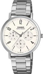 Zegarek Casio Casio MTP-VT06D-7BDF Zegarek męski biała tarcza bransoleta 37 mm. Białe zegarki męskie Casio, bez wzorów. Za 239.99 zł.