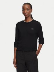 KARL LAGERFELD Sweter B3W18037 Czarny Regular Fit. Czarne swetry nierozpinane damskie KARL LAGERFELD, m, bez wzorów, z wełny, bez kołnierzyka, bez ramiączek. Za 729.99 zł.