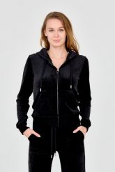 JUICY COUTURE Czarna bluza Robertson Hoodie. Czarne bluzy damskie Juicy Couture, s, bez wzorów, bez ramiączek, z kapturem. W wyprzedaży za 239.99 zł.