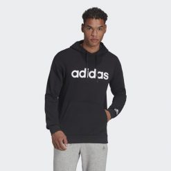 Adidas Essentials Linear Logo Hoodie, męska bluza. Białe bluzy męskie Adidas, m, bez wzorów, z bawełny, bez kaptura, na fitness i siłownię. Za 159.00 zł.