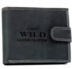 Portfel męski Always Wild N992L-CHM-BL czarny. Czarne portfele męskie Always Wild, bez wzorów, z nubiku. Za 44.99 zł.