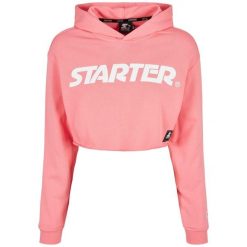 Damska krótka bluza z kapturem Urban Classics Starter. Czerwone bluzy damskie Starter, bez wzorów, bez ramiączek, z kapturem. Za 237.50 zł.