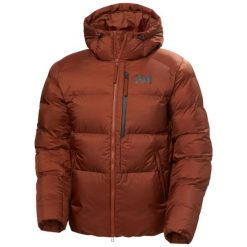 Kurtka puchowa Helly Hansen Active. Brązowe kurtki sportowe męskie Helly Hansen, xl, bez wzorów, z materiału, z kapturem, trekkingowe. Za 1,270.00 zł.