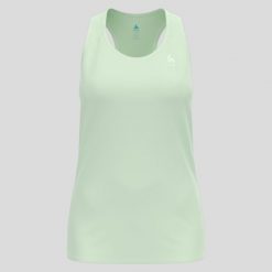 Bluza damska Odlo ESSENTIAL Tank crew neck. Zielone bluzy damskie ODLO, bez wzorów, sportowe, bez ramiączek, bez kaptura. Za 149.99 zł.