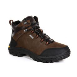 Buty trekkingowe męskie Regatta Burrell skórzane. Brązowe buty zimowe męskie Regatta, bez wzorów, bez obcasa, bez zapięcia. W wyprzedaży za 599.99 zł.
