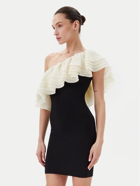 Eleh Sukienka koktajlowa ESS250260 Czarny Regular Fit. Czarne sukienki damskie Eleh, l, bez wzorów, z syntetyku, wizytowe, bez kołnierzyka, bez ramiączek. Za 399.99 zł.