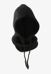 Czarna Czapka Kominiarka z Wełną o Kroju Kaptura z Kominem Linezra. Czarne czapki damskie Born2be, bez wzorów, z dzianiny, eleganckie. Za 79.99 zł.
