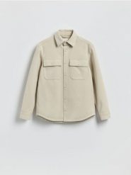 Kurtka koszulowa - beżowy. Brązowe kurtki męskie Reserved, l, bez wzorów, z dzianiny, bez kaptura. Za 179.99 zł.