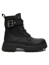 Timberland Botki Mid Lace Boot TB0A6FBWW021 Czarny. Czarne botki damskie Timberland, bez wzorów, ze skóry, bez obcasa, na płaskiej podeszwie, bez zapięcia. Za 499.99 zł.
