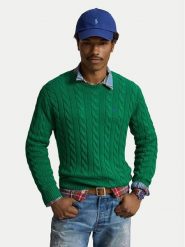 Polo Ralph Lauren Sweter 710775885552 Zielony ciemny Regular Fit. Zielone swetry męskie Polo Ralph Lauren, m, bez wzorów, z bawełny, bez kołnierzyka, bez ramiączek. Za 949.99 zł.