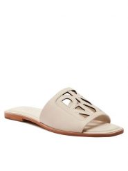DKNY Klapki Jalila K1412783 Écru. Klapki damskie DKNY, bez wzorów, ze skóry, bez obcasa, bez zapięcia. Za 449.99 zł.