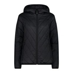 Damska kurtka z kapturem CMP. Czarne kurtki sportowe damskie CMP, na zimę, l, bez wzorów, z puchu, bez ramiączek, z kapturem, narciarskie. Za 490.05 zł.