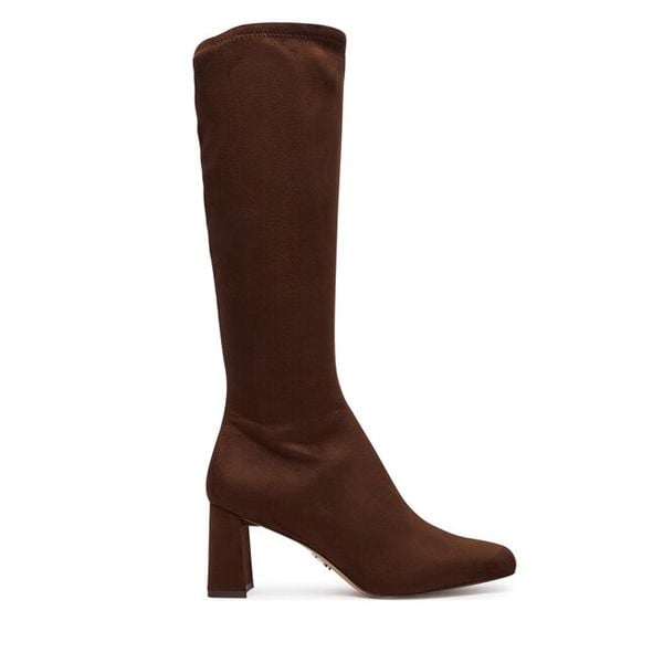 Kozaki Steve Madden. Brązowe kozaki damskie Steve Madden, bez wzorów, bez obcasa, na płaskiej podeszwie, bez zapięcia. Za 599.99 zł.