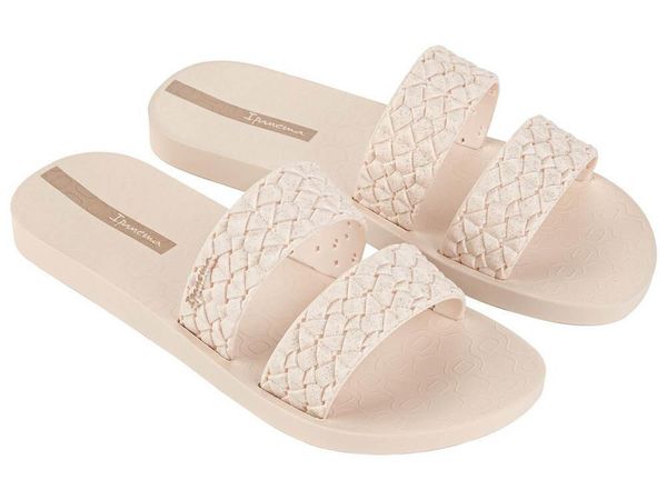 Klapki damskie Ipanema Renda Ii. Brązowe klapki damskie Ipanema, bez wzorów, z materiału, bez obcasa, bez zapięcia. Za 74.99 zł.