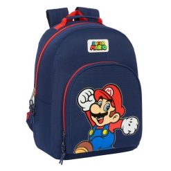 Plecak szkolny Super Mario World Granatowy. Czerwone plecaki męskie safta, bez wzorów, z poliesteru, biznesowe. Za 171.25 zł.