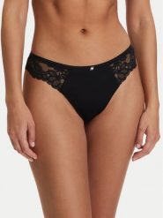 BOSS Stringi Blossom 50556195 Czarny. Czarne majtki damskie Boss, z syntetyku. Za 149.99 zł.