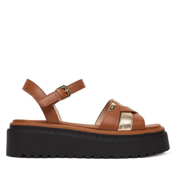 Sandały Liu Jo. Brązowe sandały damskie Liu Jo, bez wzorów, bez obcasa, na koturnie, bez zapięcia. Za 559.99 zł.