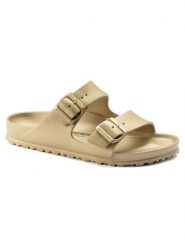 Klapki damskie Birkenstock Arizona Eva. Żółte klapki damskie Birkenstock, bez wzorów, z materiału, klasyczne, bez obcasa, bez zapięcia. Za 317.00 zł.