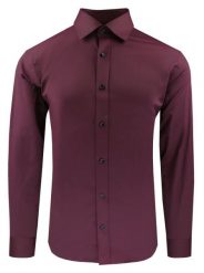 Wizytowa (Grarniturowa) Koszula Męska - Quickside - Bordowa - Taliowana. Czerwone koszule męskie Quickside, m, bez wzorów, z bawełny, eleganckie, bez kołnierzyka, bez ramiączek. Za 159.00 zł.