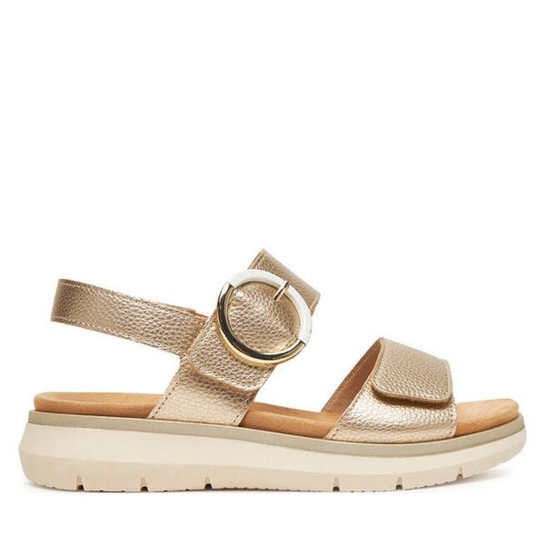 Sandały Remonte. Żółte sandały damskie Remonte, bez wzorów, bez obcasa, na płaskiej podeszwie, bez zapięcia. Za 369.99 zł.