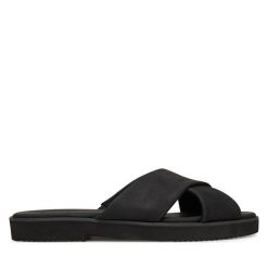 Klapki Toms. Czarne klapki damskie Toms, bez wzorów, bez obcasa, bez zapięcia. Za 199.99 zł.