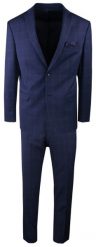 Elegancki Garnitur Wełniany, Wyszczuplony (Slim) - MEN'SFIELD - Granat w Kratę. Garnitury męskie MEN'SFIELD, na lato, l, bez wzorów, z gumy, eleganckie. Za 925.00 zł.