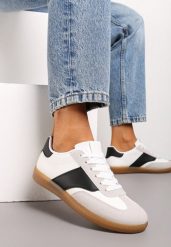 Biało-Czarne Sneakersy Tenisówki z Klasycznym Sznurowaniem Norio. Białe trampki i tenisówki damskie Renee, bez wzorów, z jeansu, bez zapięcia. Za 69.99 zł.