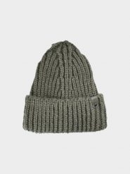 4F Czapka beanie damska - zielona M. Zielone czapki damskie 4F, na zimę, bez wzorów, z dzianiny, klasyczne. W wyprzedaży za 29.99 zł.