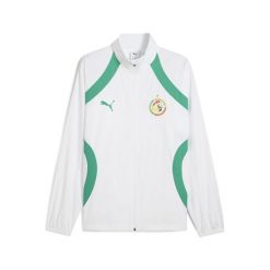 Męska kurtka przedmeczowa Senegal 2025 PUMA White Sport Green. Białe kurtki sportowe męskie Puma, l, bez wzorów, bez kaptura. W wyprzedaży za 305.50 zł.