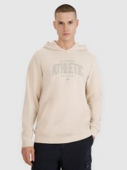 4F Bluza dresowa nierozpinana z kapturem męska - beżowa S. Brązowe bluzy sportowe męskie 4F, m, bez wzorów, z bawełny, z kapturem. W wyprzedaży za 99.99 zł.