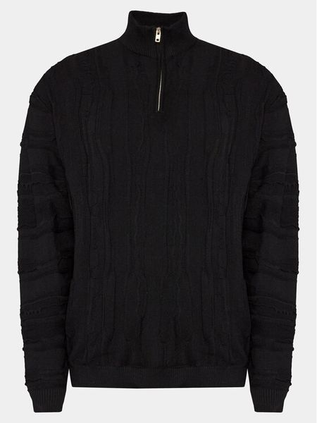 Redefined Rebel Sweter Santino 222072 Czarny Regular Fit. Czarne swetry męskie Redefined Rebel, l, bez wzorów, z bawełny, bez kołnierzyka, bez ramiączek. Za 149.99 zł.
