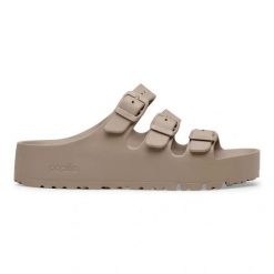 Birkenstock Florida III Flex Platform EVA Gray Taupe Klapki damskie. Szare klapki damskie Birkenstock, na lato, bez wzorów, klasyczne, bez obcasa, na platformie, bez zapięcia. Za 229.99 zł.