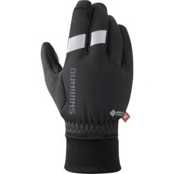 Rękawiczki kolarskie WINDSTOPPER Primaloft, czarne. Czarne rękawiczki męskie Shimano, bez wzorów. Za 329.90 zł.
