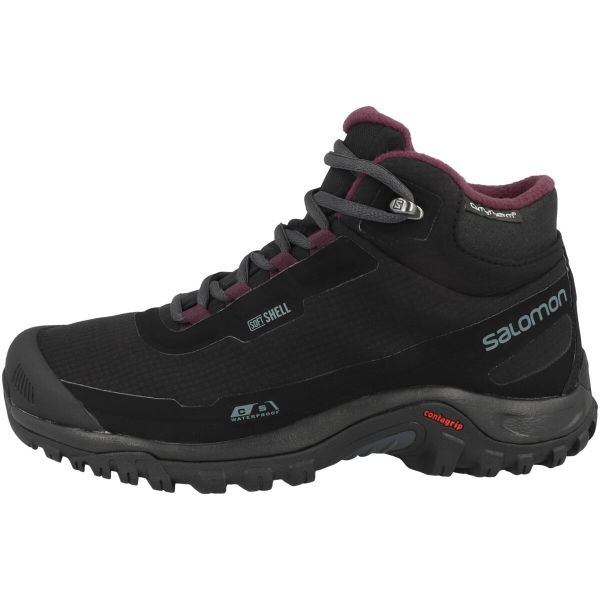 Buty trekkingowe damskie Salomon Shelter CS WP. Czarne obuwie trekkingowe damskie Salomon, z gumy, bez zapięcia. Za 638.00 zł.