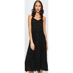 Vero Moda - Sukienka. Niebieskie sukienki damskie Vero Moda, na co dzień, m, bez wzorów, z materiału, casualowe, bez kołnierzyka, bez ramiączek, midi, proste. W wyprzedaży za 69.90 zł.
