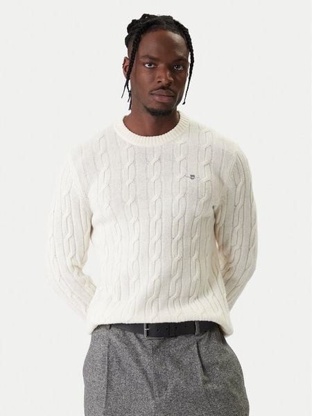 Gant Sweter 8050213 Écru Regular Fit. Swetry męskie GANT, m, bez wzorów, z wełny, bez kołnierzyka, bez ramiączek. Za 599.99 zł.
