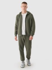 4F Spodnie dresowe joggery męskie - khaki S. Brązowe spodnie materiałowe męskie 4F, l, bez wzorów, z bawełny. W wyprzedaży za 79.99 zł.
